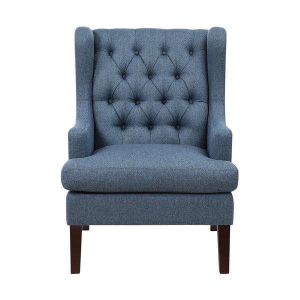 English Elm 1Pc Elegant Button-Tufted Blue Accent Chair With Foam Cushion - Perfect For Cozy Spaces & Style! B011P287707