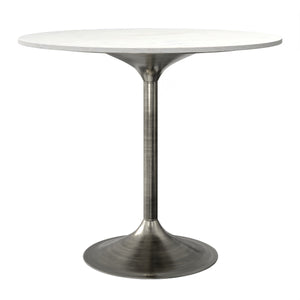 English Elm Osborne Round Marble Dining Table Genuine White Stone Top Iron Base Seats Four B136P439029
