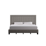 Homelegance By Top-Line Sinead Square Button-Tufted Upholstered Bed Grey Linen