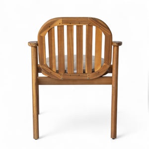 English Elm Christopher Knight Home® - Meja Teak+ Beige Dining Chair Set of 2 with Eucalyptus Legs, Vertical Slat Back & Beige Cushions N775P282728T