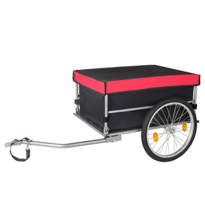 English Elm Foldable Bike Cargo Trailer with 20 Inch Tires Steel Frame and Weatherproof Oxford Cover Red W2932P405183