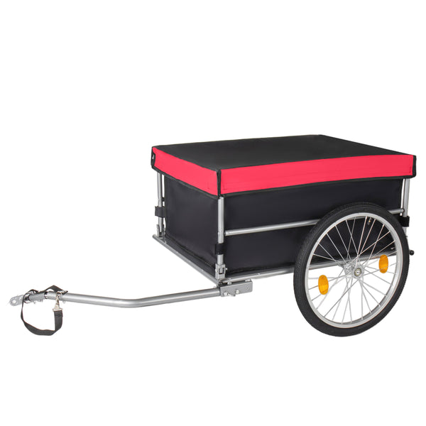 English Elm Foldable Bike Cargo Trailer with 20 Inch Tires Steel Frame and Weatherproof Oxford Cover Red W2932P405183