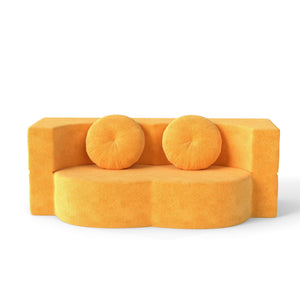 English Elm Folding Foam Futon Sofa Sleeper Twin Size Floor Lounger for Guest or Studio Use Yellow W2353P388490