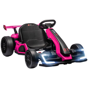 English Elm Aosom 24v Electric Go Kart Ride on Toy with Drifting Dual Motor and Adjustable Seat Pink W2225P229144