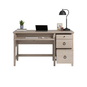 English Elm Desk, Versatile Brown Oak Finish For Home Office With Spacious Surface And Organized Storage Solutions B356P367780