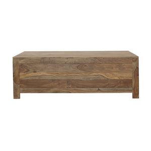 English Elm Salishan Sheesham 6-Drawer Coffee Table with Natural Grain, Warm Rustic Finish, Modern Cut-Out Handles and Ample Storage B062P331096