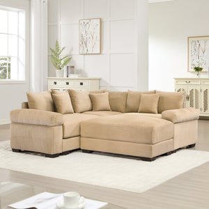 English Elm Oversized Modular Sectional Couch With Deep Seating, 10 Pillows & Ottoman - Cozy Corduroy Design! W714S01313-GIGA