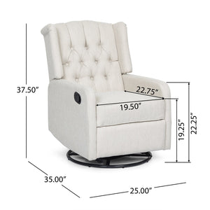 English Elm Christopher Knight Home® - Classic Linen Recliner Chair with 360° Swivel and Manual Recline, Durable Frame, Cozy Upholstery Beige 66842.00BGE