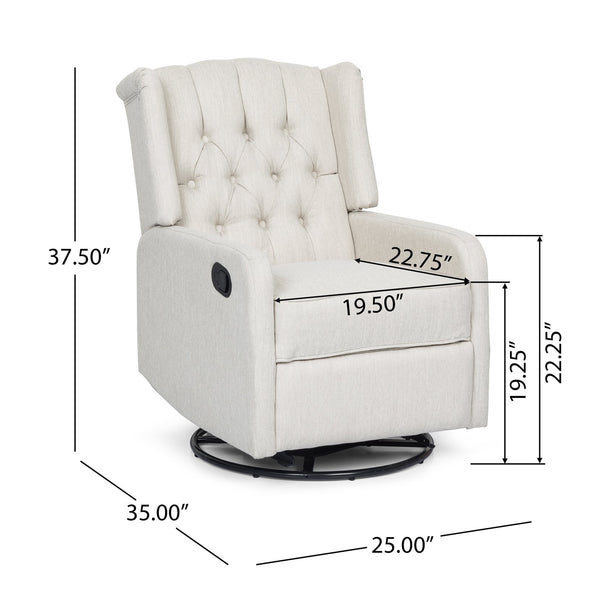 English Elm Christopher Knight Home® - Classic Linen Recliner Chair with 360° Swivel and Manual Recline, Durable Frame, Cozy Upholstery Beige 66842.00BGE