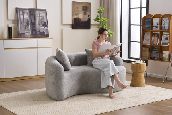 English Elm LY-042 Zen-Inspired S-Curved Dual-Depth Loveseat with Chenille Upholstery, Ready-to-Use Comfort Light Gray W2231P329726