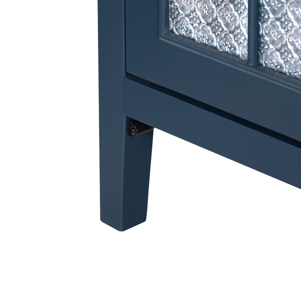 English Elm 35.6" Freestanding Bathroom Vanity with Roman Column Base and Ceramic Integrated Sink Blue W1801S00013