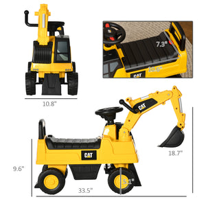 English Elm Aosom Cat Licensed Toddler Pedal Excavator with Moving Shovel and Under Seat Storage W2225P217062
