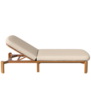 English Elm Outdoor Acacia Wood Chaise Lounge Reclining Patio Chair with Cushion for Poolside Brown N719P445623D