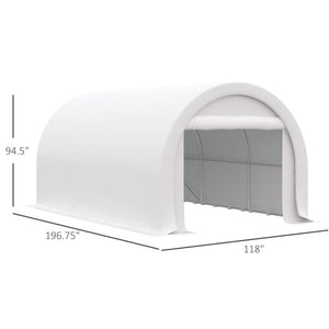 English Elm Outsunny 10x16 Portable Carport Steel Frame Pe Canopy Shelter for Vehicles Gear White W2225P200868