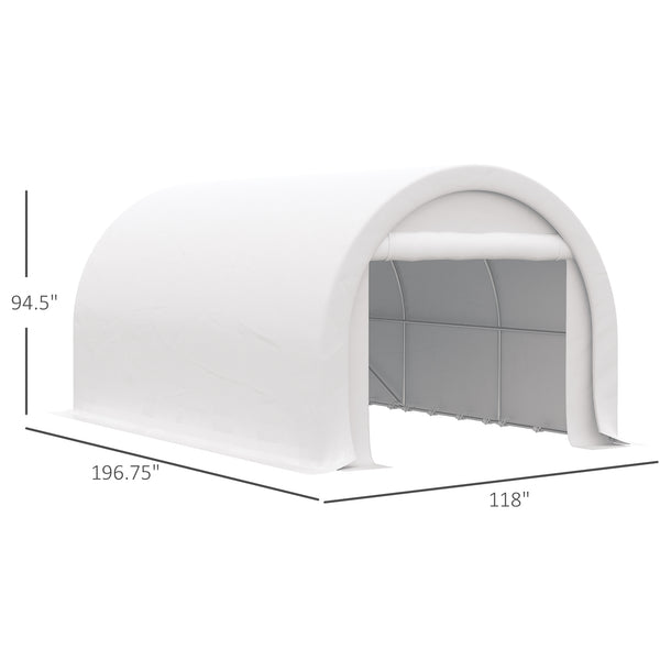 English Elm Outsunny 10x16 Portable Carport Steel Frame Pe Canopy Shelter for Vehicles Gear White W2225P200868