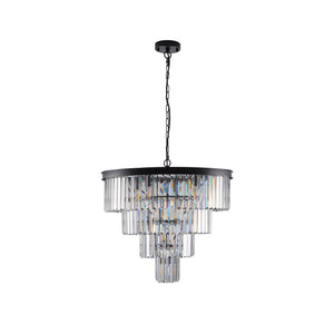 English Elm (Same As W1340P188542/L5007-600-B) 24" Modern Crystal Chandelier - 4-Tier Black Ceiling Light For Elegant Spaces W1340P189317