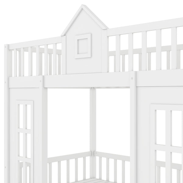 English Elm Twin-over-twin Bunk Bed Convertible Lower Desk Solid Pine Kids Bedroom Space Saver White LT000681AAK-1