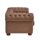 English Elm Classic Chesterfield Sofa Loveseat For Living Room Brown Faux Leather