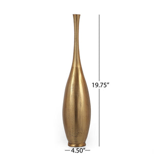 English Elm Christopher Knight Home® - Bottle Vase Antique Brass Aluminum Floor Vase 20" Handcrafted Bottleneck Decor for Modern Homes 71673.00