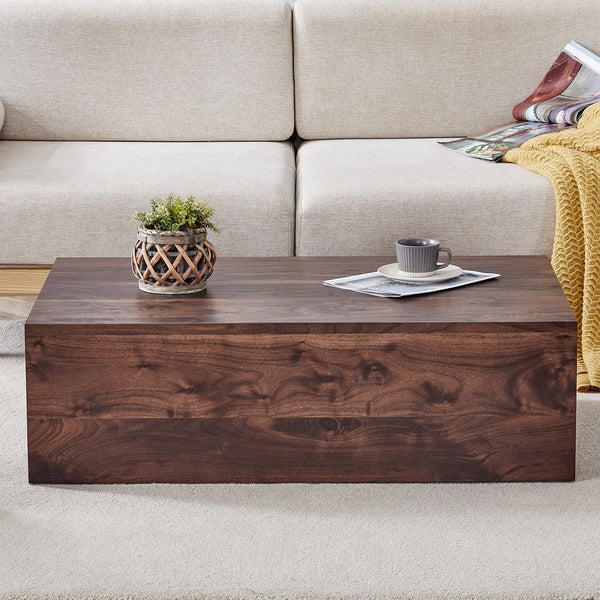 English Elm 39.3*23.6*12 Low Profile Walnut Mdf Coffee Table Modern Living Room Accent W1151P231619