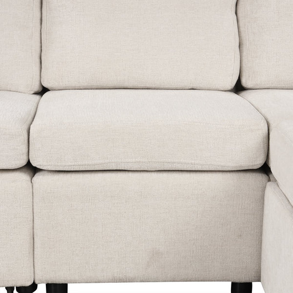 English Elm 101.2" Modular Chenille Sectional Sofa with Tufted Cushions and Deep Seating for Living Room Beige N719S001934A