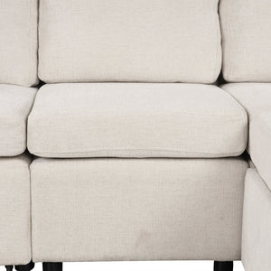 English Elm 101.2" Modular Chenille Sectional Sofa with Tufted Cushions and Deep Seating for Living Room Beige N719S001935A