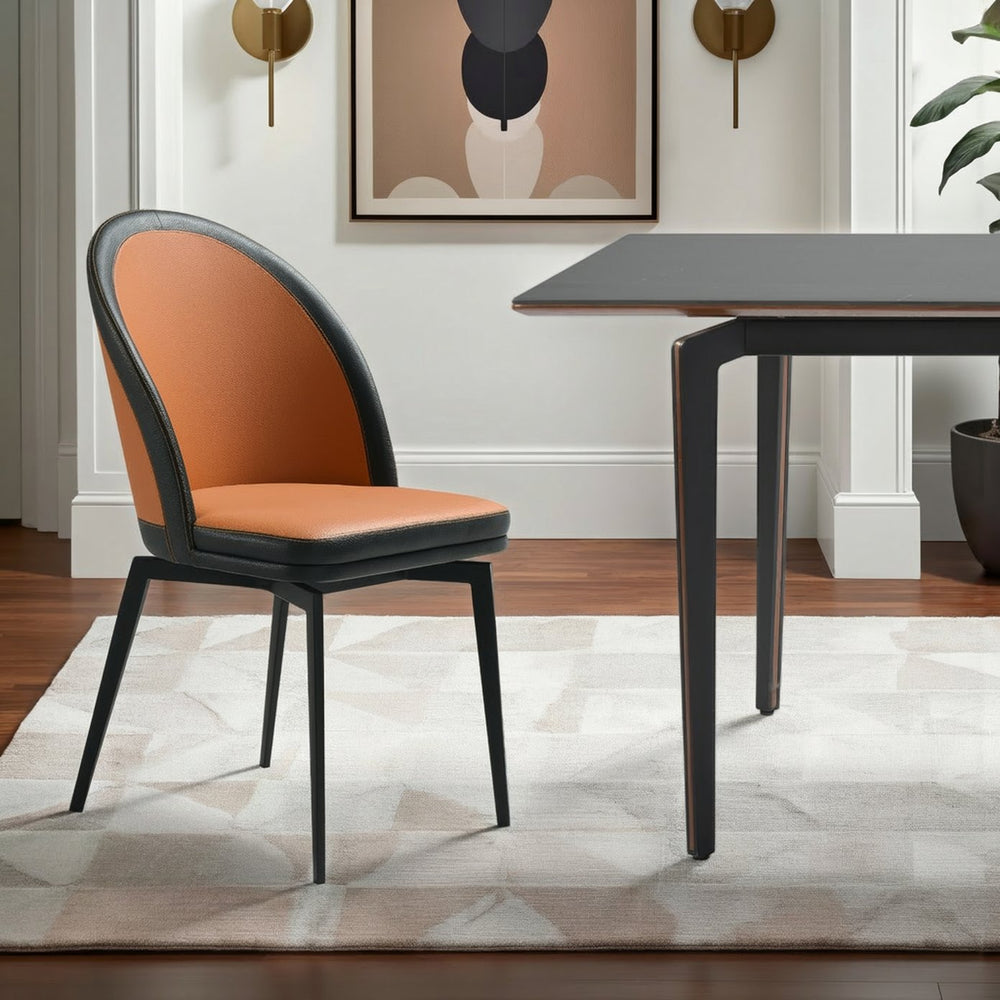 English Elm Abel Swivel Faux Leather Dining Chair Set Contoured Back Industrial Modern Style B2736P464804
