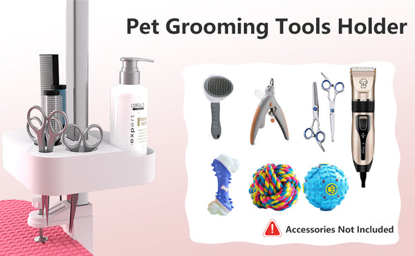 English Elm 47inch Stainless Steel Foldable Pet Grooming Table with Arm Noose and Mesh Supply Tray W3587P409930