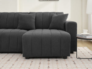 English Elm Scandinavian Channel Tufted L Shaped Sectional Sofa with Plush Foam Cushions B2730S00043