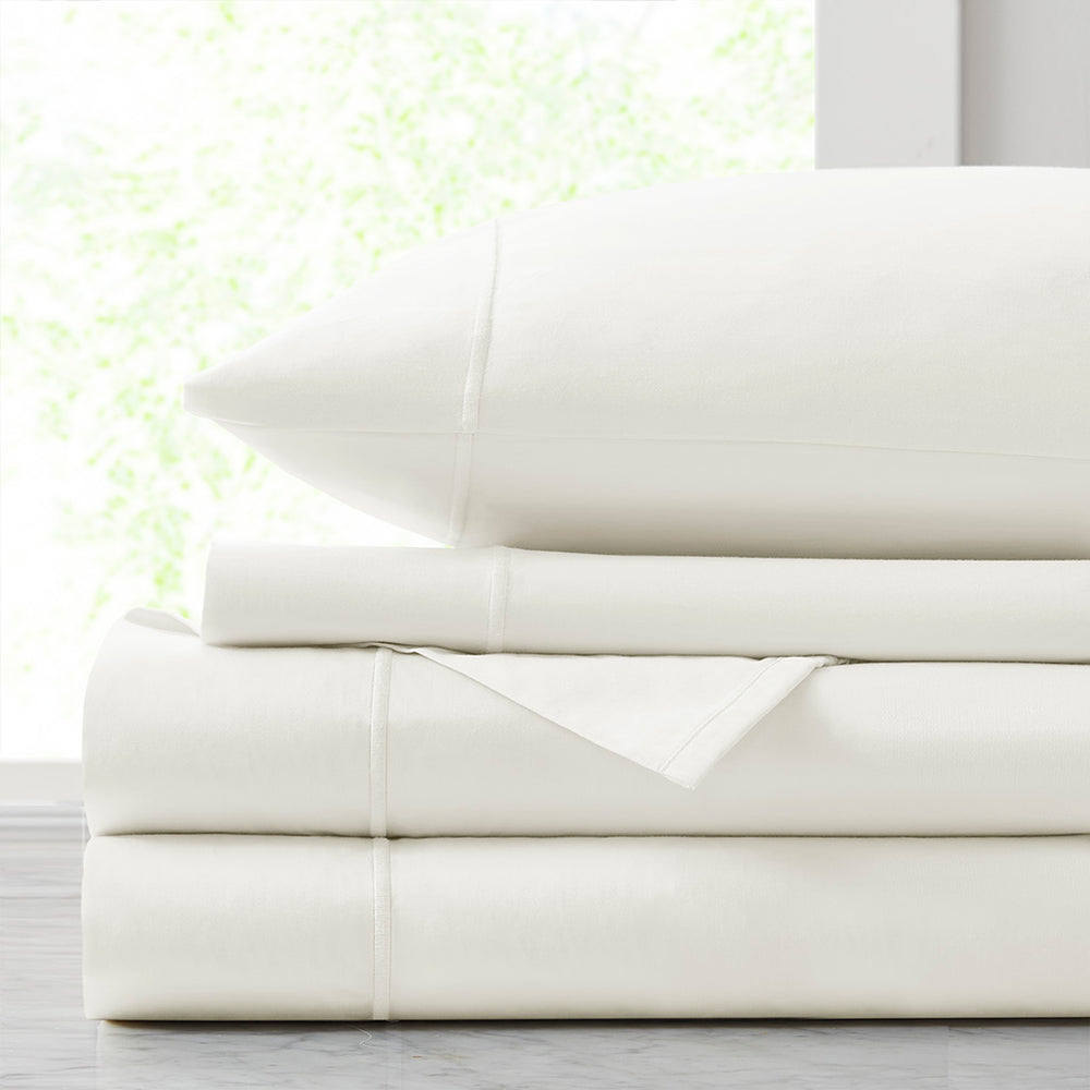 JLA Home Croscill - 500TC Egyptian Cotton Sateen Sheet Set — 500-thread-count, luxe Baratta stitch hem, breathable comfort White CCS20-036