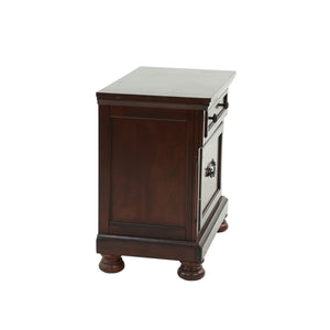 English Elm Rubber Wood 2-Drawer Nightstand in Antique Cherry Finish with Smooth Wood Glides, Sturdy Classic Design B016P251353