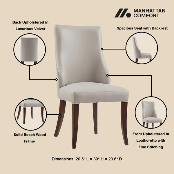 English Elm Connie Elegant Vegan Leather & Velvet Dining Chairs Set Of 2 - Modern Comfort For Any Space B365P397835