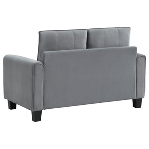 English Elm Dixon Grey Upholstered 3-Piece Sofa Set with Plush Cushions, Rounded Arms & Vertical Stitching Accent (Modern Living) B062S01127