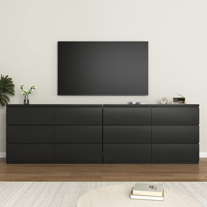 English Elm 6 Drawer Wide Chest Handleless Wood Storage Tower for Bedroom Entryway Living Room W409P334004