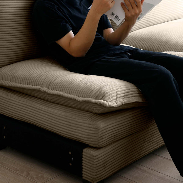 English Elm Corduroy Sofa - Stylish 4-Seater Upholstered Comfort For Modern Living Rooms & Offices, Easy Care! W714S00720