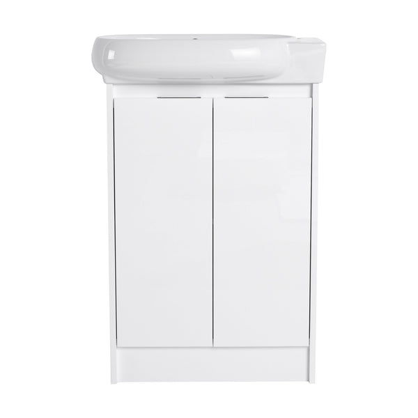 English Elm 23" Freestanding Bathroom Vanity with Ceramic Vessel Sink, Soft-Close Doors, Adjustable Shelf Storage Glossy White W999P206105