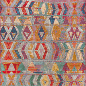 Unique Loom Outdoor Modern Tamarindo Machine Made Geometric Rug Multi, Burgundy/Gold/Gray/Green/Ivory/Red/Violet/Navy Blue/Light Blue 5' 4" x 6' 1"