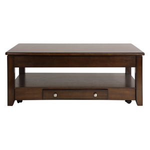 English Elm Contemporary Chairside Table with Open Shelf and Deep Finish for Living Room Style and Functionality Cherry 51.5 L x 29 W x 12 H B011P297485