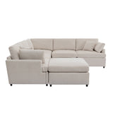 English Elm Modern Large U-Shape Sectional Sofa, With Removable Ottomans For Living Room (6-Seater)