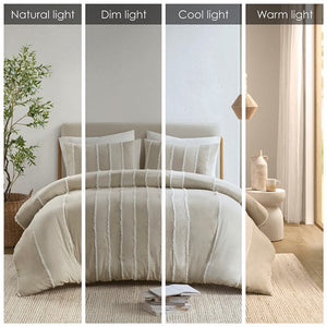 English Elm Full/Queen Boho Striped Cotton Duvet Cover Set with Clip Jacquard Trim, OEKO-TEX, Machine Washable B035P217803