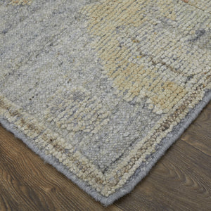Feizy Rugs Grafton Hand-knotted Wool Rug - Luxurious Floral Design With Rich Afghan Heritage For Any Space Blue,Gray,Yellow Wool Gft69fmfblugrye50