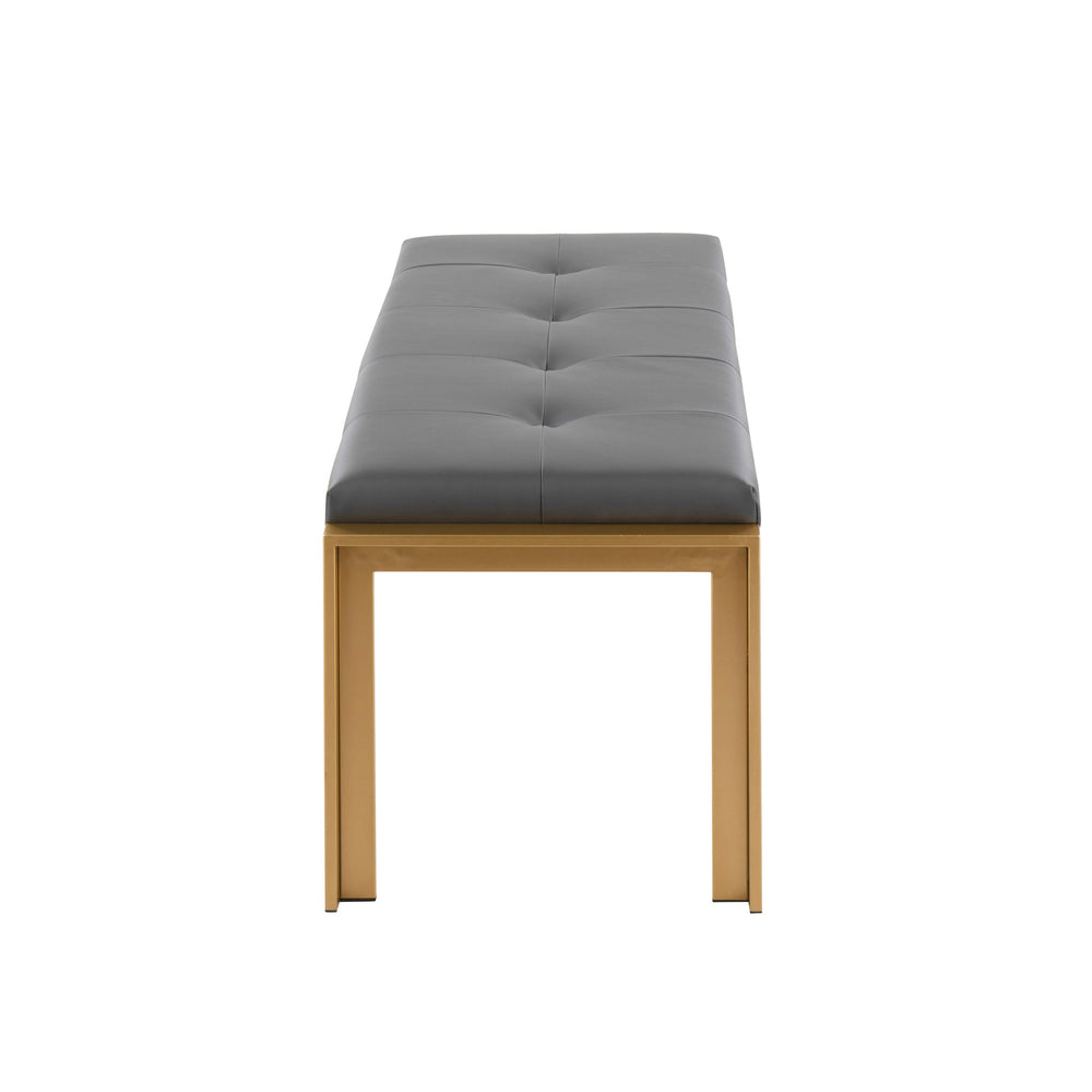 English Elm Contemporary Gold Frame Upholstered Bench Padded Faux Leather Seat for Entryway B202S01158