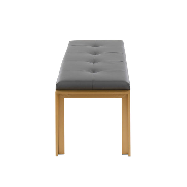 English Elm Contemporary Gold Frame Upholstered Bench Padded Faux Leather Seat for Entryway B202S01158
