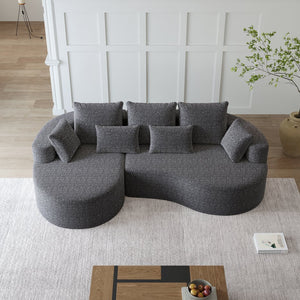English Elm Modern Chenille Cloud Sectional with Deep Curved Seating and 7 Pillows for Living Room W834S00486