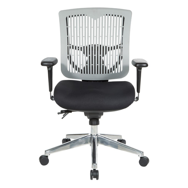 OSP Home Furnishings Contoured Ergonomic Manager Chair with Lumbar Support Foam Seat and Chrome Rolling Base 97898CGY-30