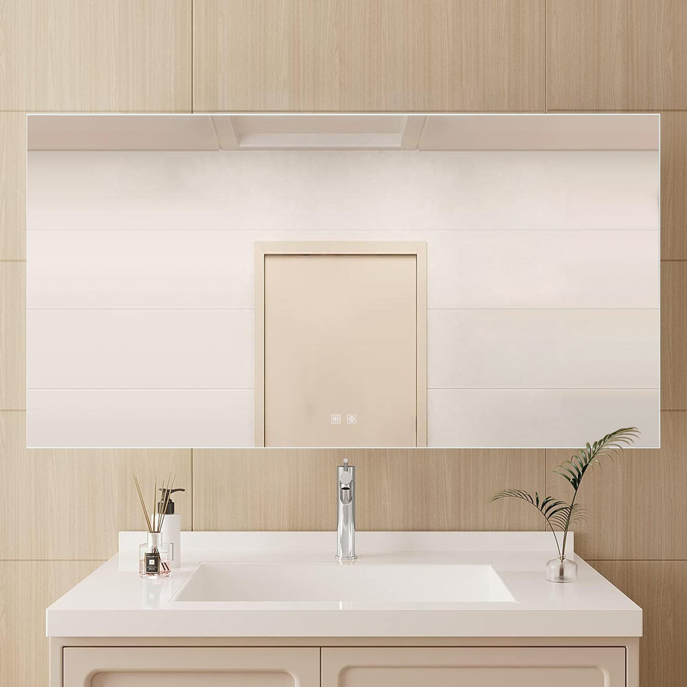 English Elm Vellum Frameless Led Backlit Vanity Mirror with Defogger for Spa Bathroom B2731P478366