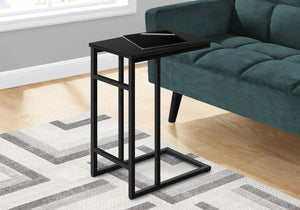 English Elm Accent Table, Modern C-Shaped Design For Versatile Use As Snack Or Laptop Stand, Black Finish B2710P218970