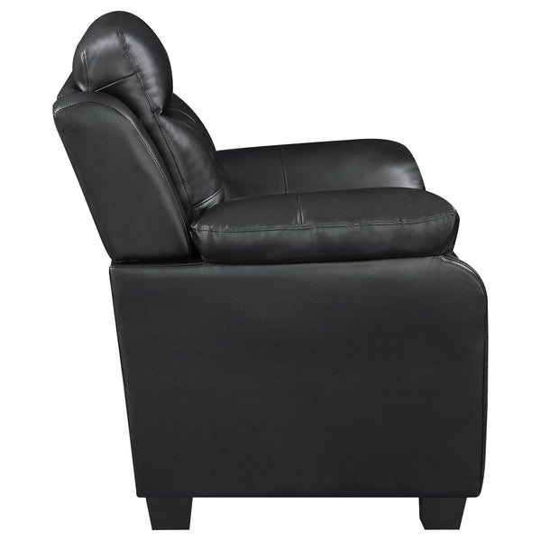 English Elm Winchell Black Tufted Upholstered Accent Chair with Padded Arms, Leatherette Comfort & Modern Elegance B062P331078