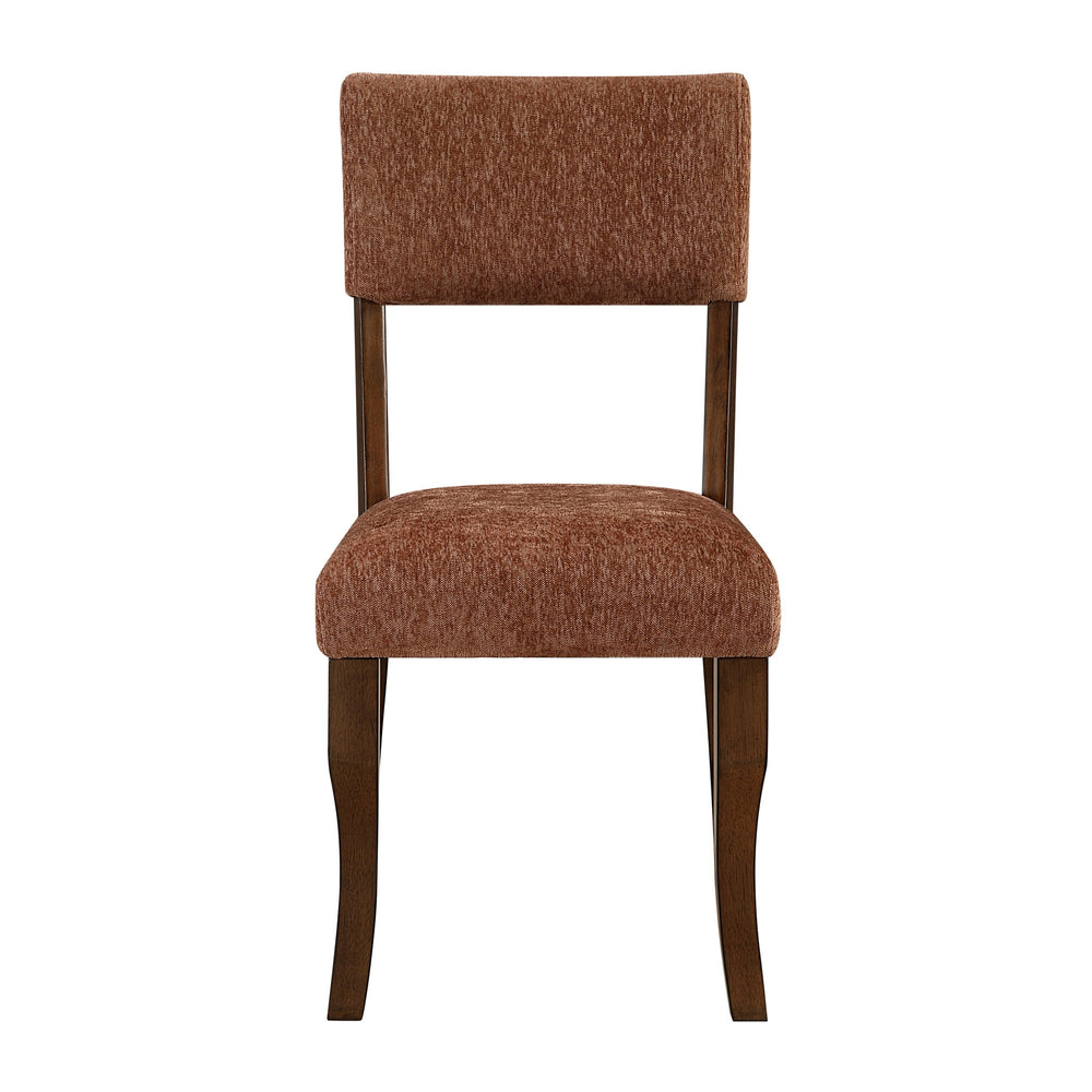 English Elm Contemporary High Back Chenille Dining Chairs Solid Wood Frame Upholstered Set Brown,Rust B011P439068