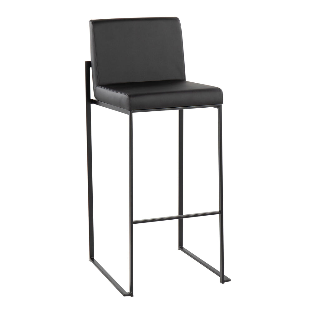English Elm Fuji High Back Barstool Set Of 2 In Black Steel & Faux Leather - Stylish Comfort For Modern Spaces B202P222181